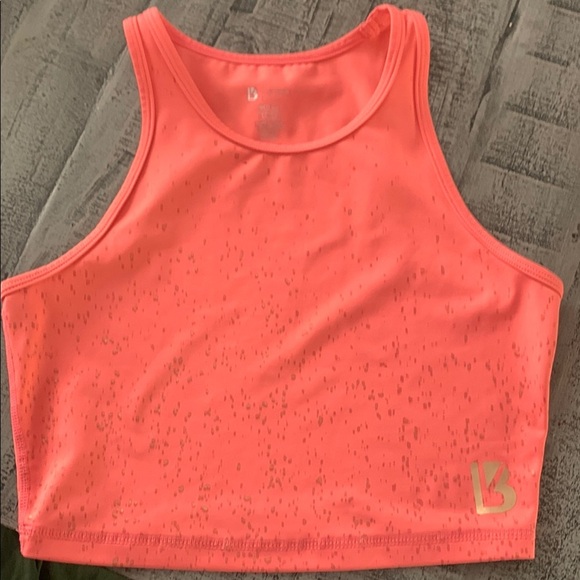 BuffBunny Medium Pink Coral Specked Gold Tank Bra Top, EUC, - Picture 1 of 3